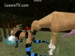 Blond fucking and sucking dog penis in Second Life animation